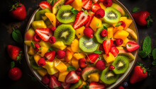 Refreshing Summer Salad Organic Berry Fruit Bowl With Kiwi Slice Generated By AI