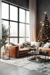 Wall Mural - Christmas interior decoration living room. Generative ai