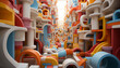 © djvstock - Vibrant colors shape a cheerful backdrop for playful plastic toys generated by AI