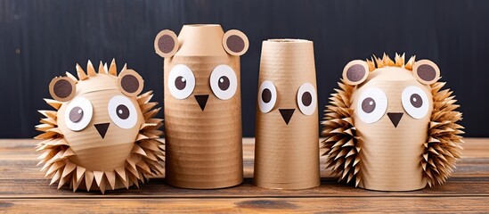 Creating hedgehog crafts from toilet paper rolls with step by step instructions for children s eco friendly recycling crafts With copyspace for text