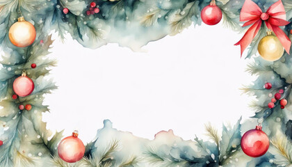 Wall Mural - Beautiful abstract christmas card decoration frame with copy space in white