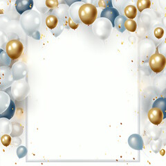 Wall Mural - Shiny Smoke Balloon Frame of  Invitation Card Design Template with White Background.