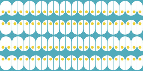 Aufkleber - Fabric blue retro pattern. Swiss fashion Mid-century retro pattern. Geometrical and abstract repeatng pattern.