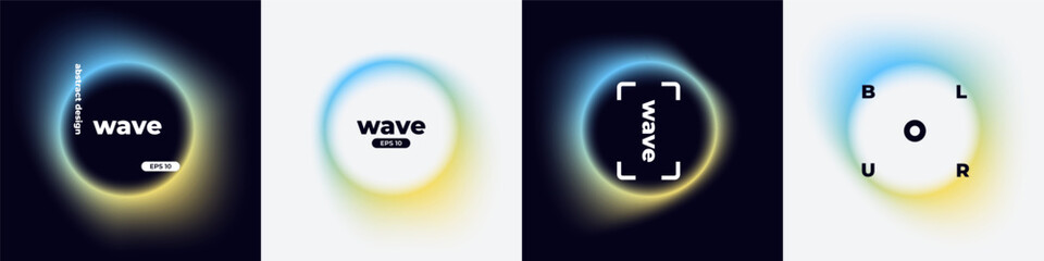 Wall Mural - circle banner with gradient isolated on black background. vector set. fluid vivid gradients for bann