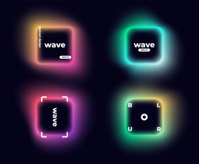 Wall Mural - square banner with gradient isolated on black background. vector set. fluid vivid gradients for bann
