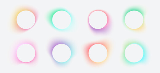 Circle banner with gradient isolated on white background. Vector set. Fluid vivid gradients for banners, brochures, covers. Abstract liquid shapes. Colorful bright neon template. Dynamic soft color.