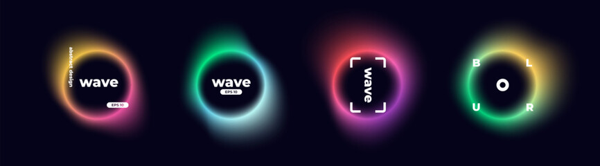 Wall Mural - circle banner with gradient isolated on black background. vector set. fluid vivid gradients for bann