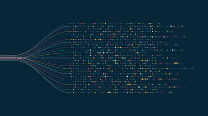 Sticker - Big data visualization. Social network, financial analysis of complex databases. Data mining. Vector technology background. Information analytics concept.