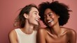 © ant - Best friends or couple laughing and having a good time together in a studio.