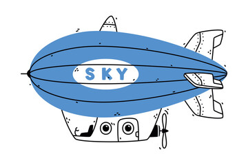 Sticker - Aerostat as Aircraft Flying in the Air Vector Illustration