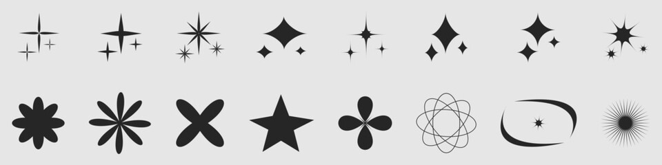 Wall Mural - stars collection. set of element stars shapes. sparkle stars vector icons. shine icons