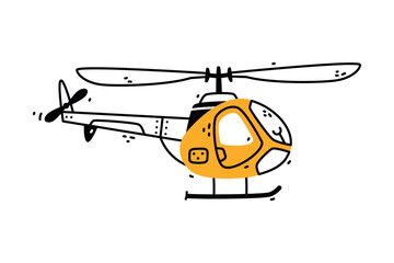 Wall Mural - Helicopter as Aircraft Flying in the Air Vector Illustration