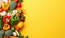 Fresh vegetables on yellow background.