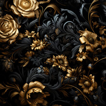 Golden Black Floral Background