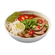 pho noodle soup isolated on white background, ai generated