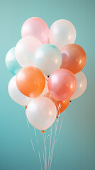 red and yellow balloons on blue background