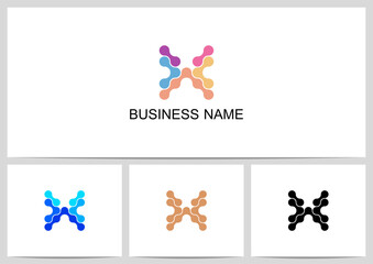 Abstract Linked Dots Connect Graphic Letter Logo Design X