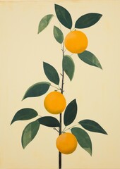 Wall Mural - Organic green citrus background yellow fresh mandarin food orange juicy fruit leaves healthy nature