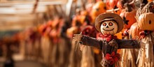 Autumn Fair S Scarecrow Decorations With Copyspace For Text