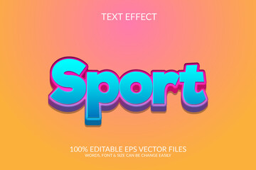 Wall Mural - Sport 3d fully editable illustration, vector eps text effect design