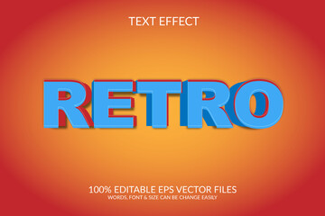 Wall Mural - Retro 3d fully editable illustration, vector eps text effect design
