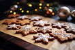A cozy Christmas scene with freshly baked, iced gingerbread cookies radiating holiday warmth and joy in a homely kitchen setting.