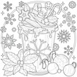 Christmas drink.Hot chocolate.Coloring book antistress for children and adults. 