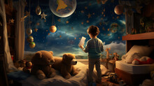 A Whimsical And Imaginative Scene Of A Child's Bedroom Coming Alive At Night, With Toys, Stuffed Animals, And Objects Taking On A Life Of Their Own, Sparking Wonder And The Magic Of Childhood