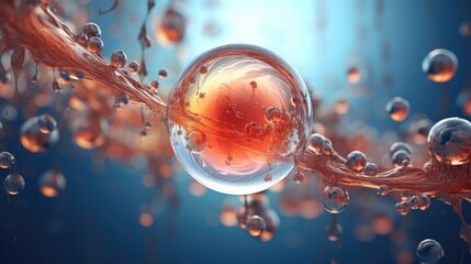 Poster - Molecule inside Liquid Bubble, 3d illustration.