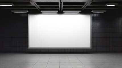 Leinwandbilder - Mockup image of Blank billboard white screen posters and led in the subway station for advertising