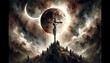 Eclipse of Redemption: The Crucifixion of Jesus Christ  on the Cross in the Shadows of the Solar Eclipse.
