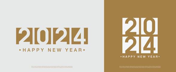 Wall Mural - Happy 2024 New Year flat design. 2024 new year on set background