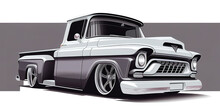 Illustration Of A Muscle Cars Pickup In Vector Design, Simplicity Design Of Muscle Truck