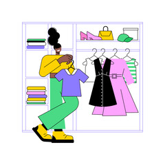 Wall Mural - Professional organizer isolated cartoon vector illustrations. Professional assistant organizing a wardrobe, put clothes in order, small business, self-employed woman, freelancer vector cartoon.