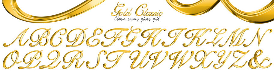 Wall Mural - 3D Gold letter uppercase classic style