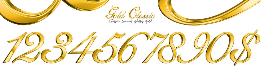 Wall Mural - 3D Gold number classic style