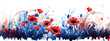 fleurs de bleuet et de coquelicot - symbole de l'armistice du 11 novembre 1918 - fond blanc	
