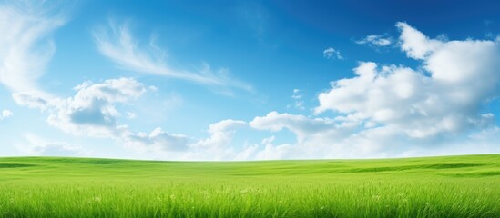 Poster - Grassy field under clear sky With copyspace for text