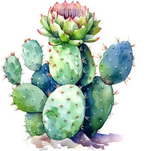 Cactus Style Watercolor Painting 