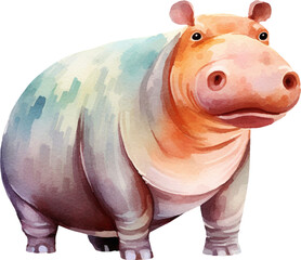 Aufkleber - Hippopotamus illustration created with Generative AI technology
