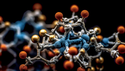 Canvas Print - Molecular structure of a bacterium, magnified for genetic research generated by AI