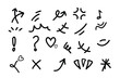 © fraha6 - Vector set of hand-drawn cute cartoony expression sign doodle line stroke. movement drawing, curve directional arrows, emoticon effects design elements, cartoon character emotion symbols