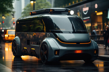 Poster - A cutting-edge electric vehicle with autonomous driving capabilities, reshaping the future of transportation. Generative Ai.