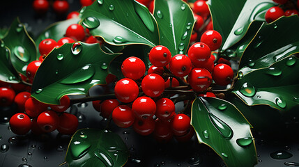 Wall Mural - christmas decoration with holly