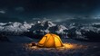 © Krtola  - Camping tent in the mountains at night