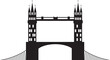 Simple black flat drawing of the British historical landmark monument of the TOWER BRIDGE, LONDON