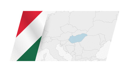 Wall Mural - Hungary map in modern style with flag of Hungary on left side.