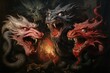 Fire-breathing drakes, smaller relatives of dragons, with fierce temperaments - Generative AI