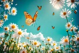 Fototapeta Natura - butterfly and flowers