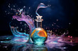 Magic liquid in glass bottle. Magic concept